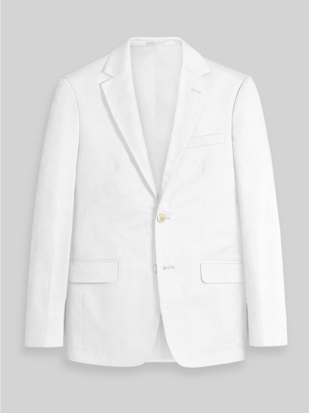 Studio Suits White Napoli Stretch Cotton Jacket Classic Notch Lapel - Size 44R